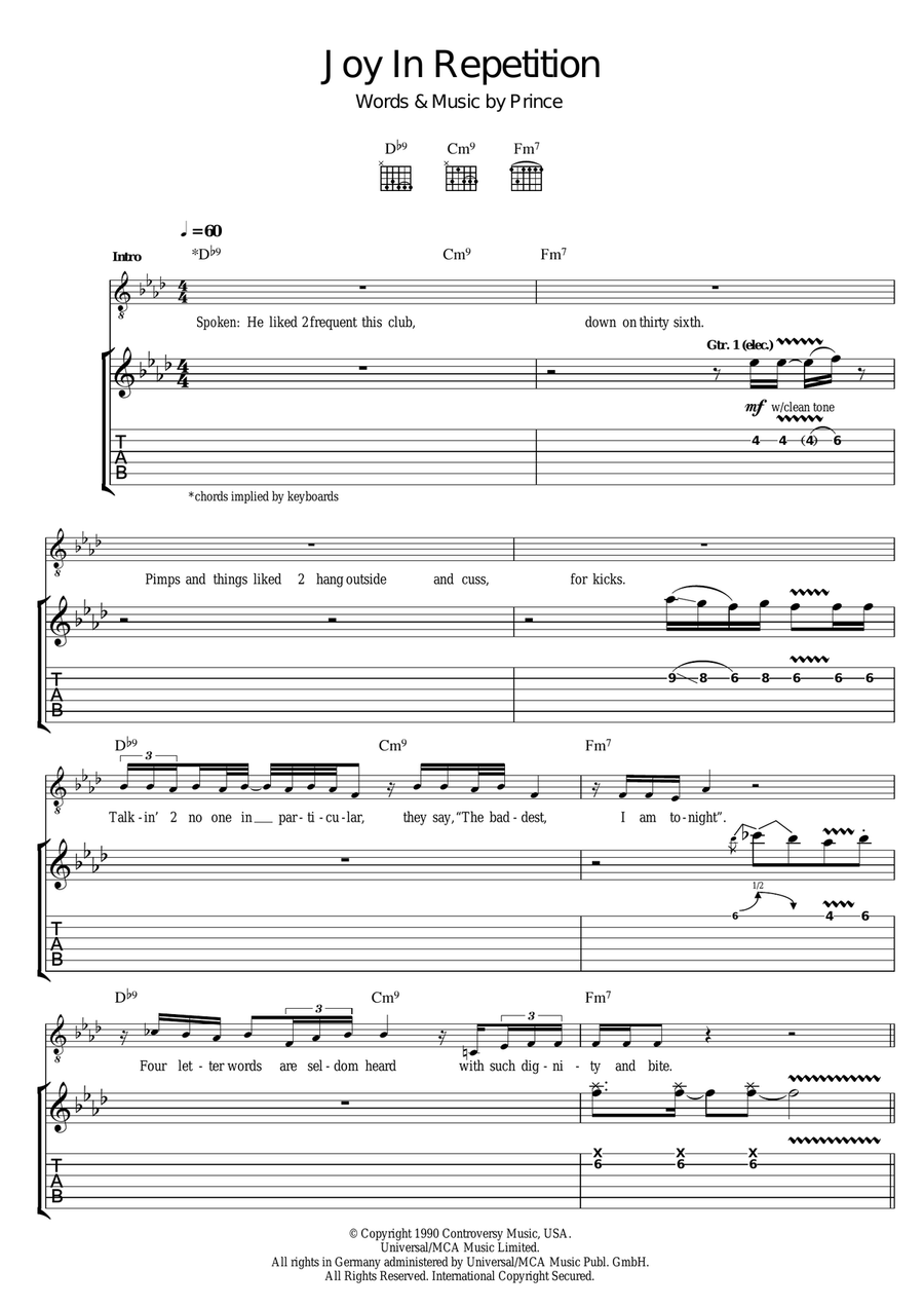 Joy In Repetition Electric Guitar scores gallery preview page 1