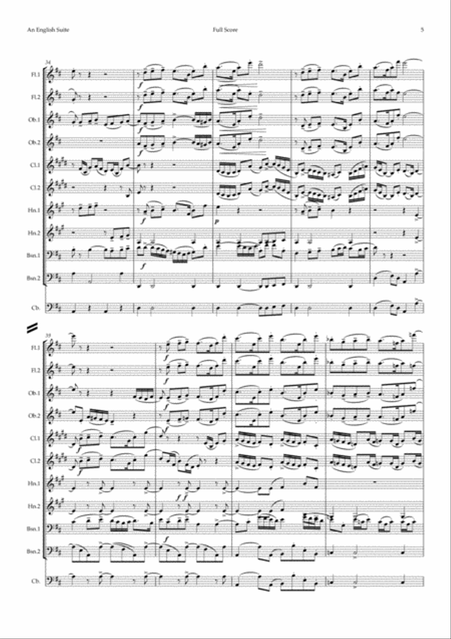 Parry: An English Suite (complete) - symphonic wind Woodwind Quintet scores gallery preview page 6