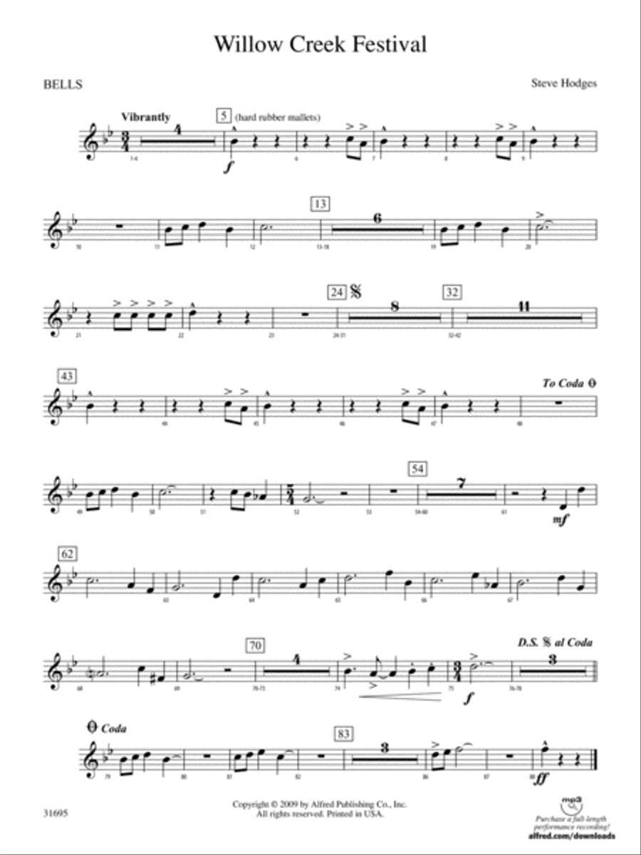 Willow Creek Festival: Bells Concert Band scores gallery preview page 1