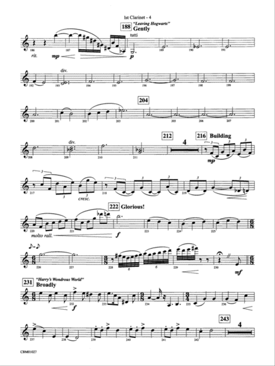 Harry Potter Symphonic Suite: 1st B-flat Clarinet Concert Band scores gallery preview page 4