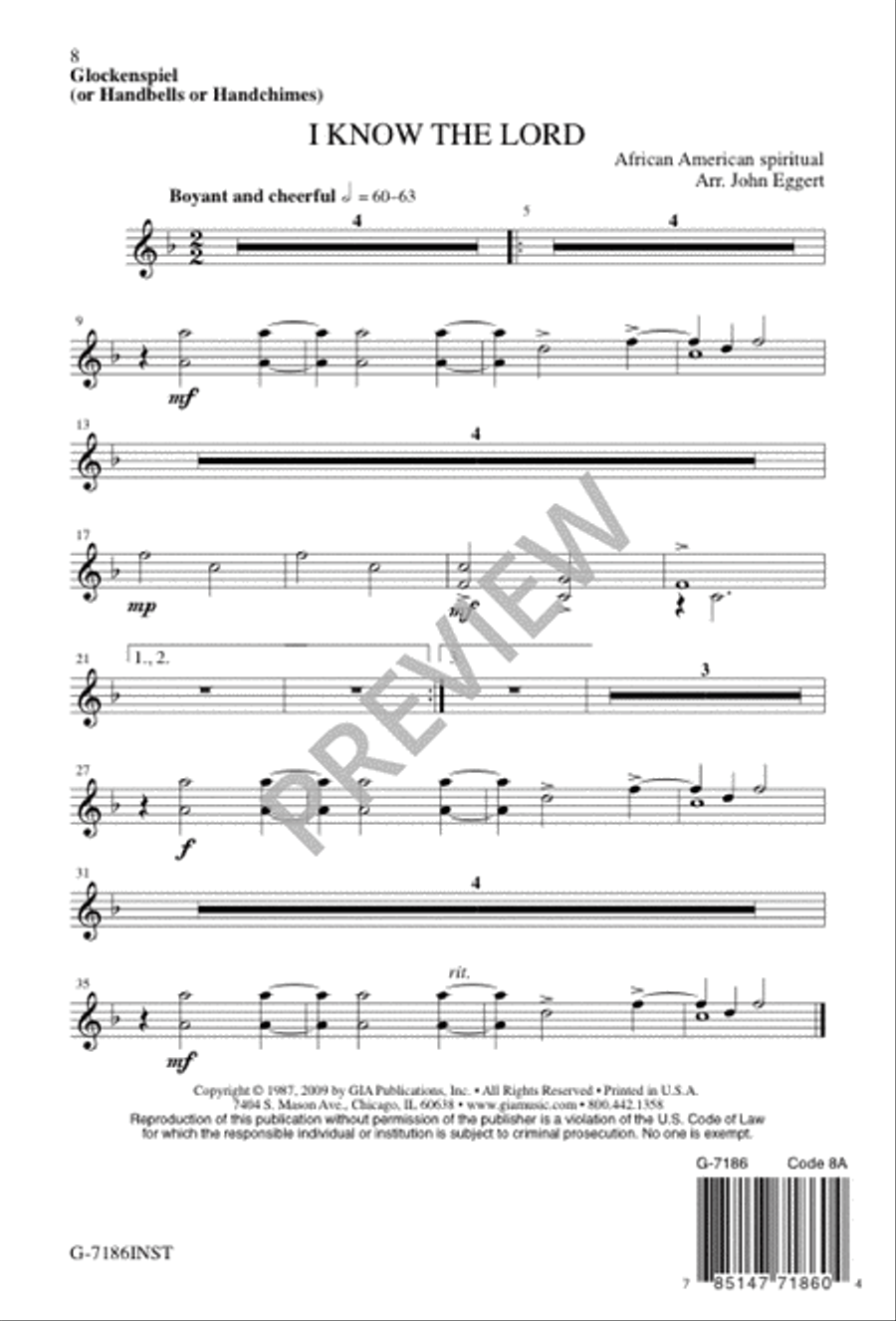 I Know the Lord I Know the Lord Unison Choir scores gallery preview page 8