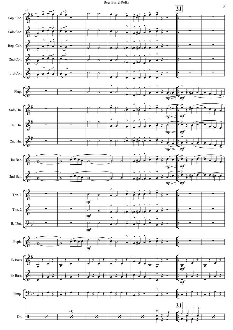 Beer Barrel Polka (Roll Out The Barrel) Brass Band scores gallery preview page 5