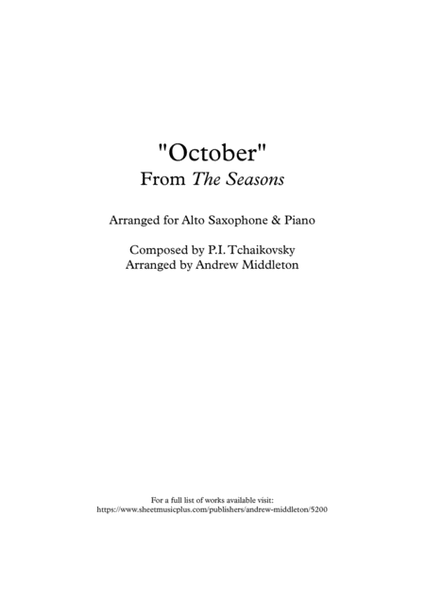 "October" from The Seasons arranged for Alto Sax & Piano image number null
