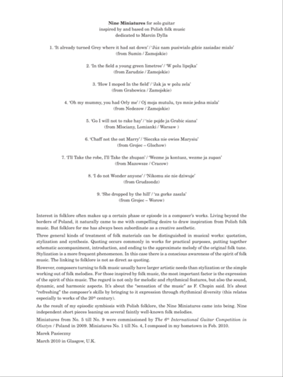 9 Miniatures Classical Guitar scores gallery preview page 2