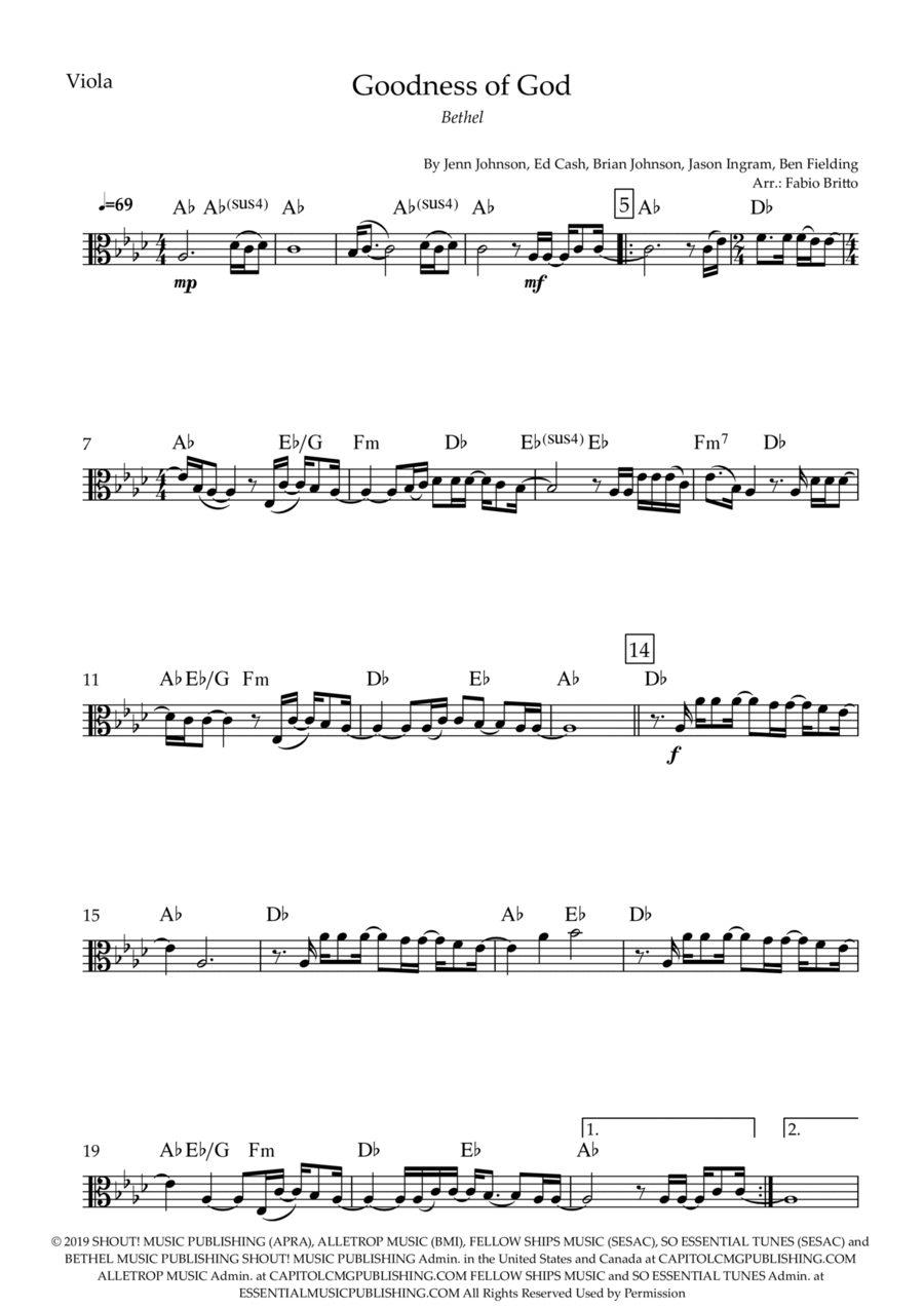 Goodness Of God Viola Solo scores gallery preview page 1