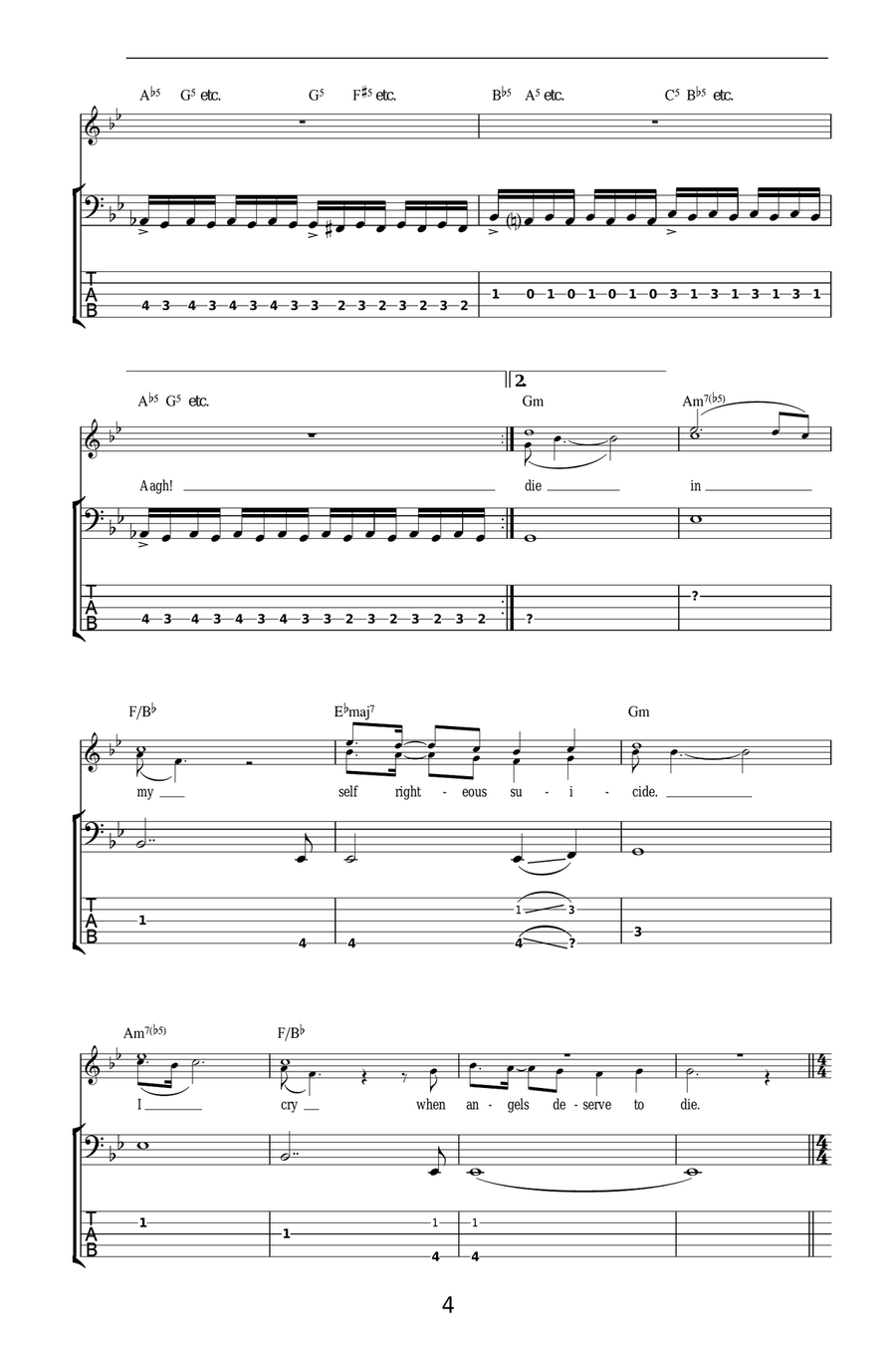 Chop Suey! Bass Guitar Tablature scores gallery preview page 4