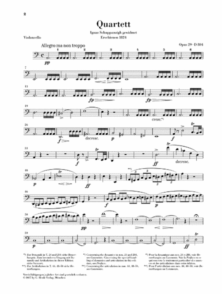String Quartet in A Minor, Op. 29, D. 804 “Rosamunde”