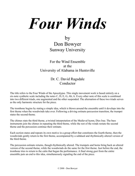 Four Winds B-Flat Clarinet - Digital Sheet Music