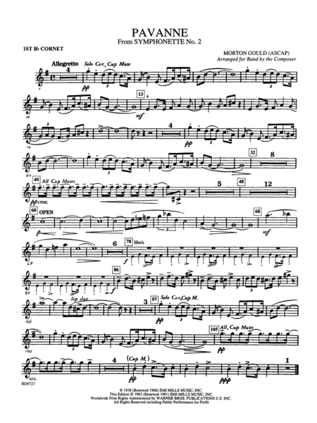 Pavanne (from Symphonette No. 2): 1st B-flat Cornet