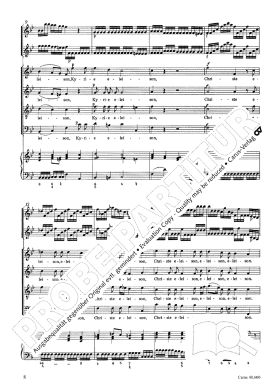 Missa brevis Sti. Joannis de Deo (Kleine Orgelsolomesse) 4-Part scores gallery preview page 9
