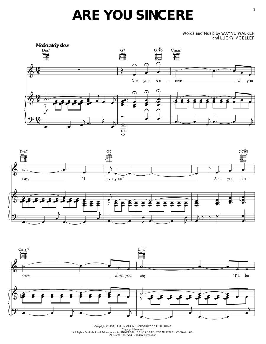 Are You Sincere Acoustic Guitar scores gallery preview page 1