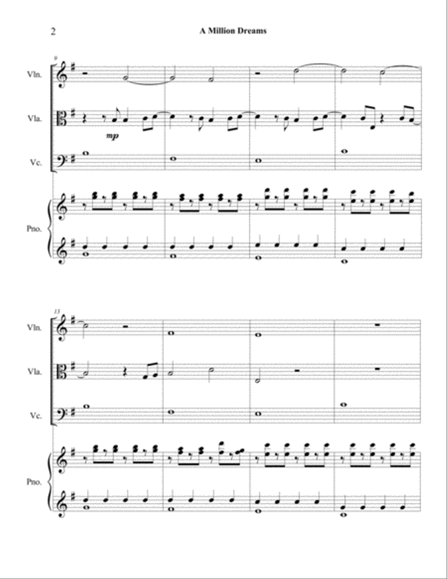A Million Dreams A Million Dreams Piano Quartet scores gallery preview page 3