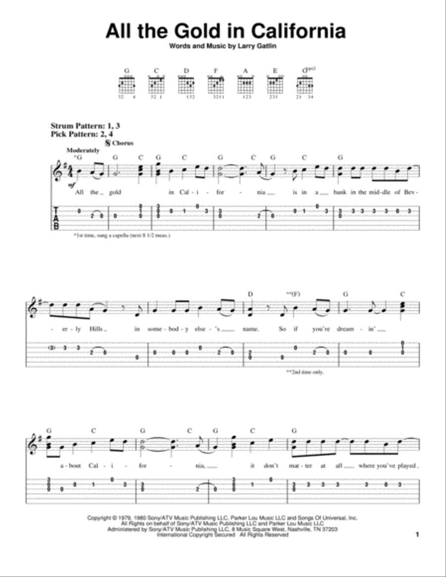 All The Gold In California Electric Guitar scores gallery preview page 1