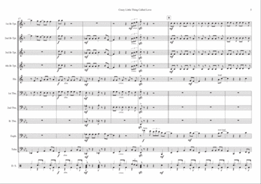 Crazy Little Thing Called Love Brass Ensemble scores gallery preview page 5