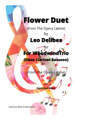 Book cover for Flower Duet by Delibes for Woodwind Trio (Oboe, Clarinet & Bassoon)