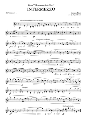 Intermezzo from "L'Arlesienne Suite No. 2" for Clarinet Quartet