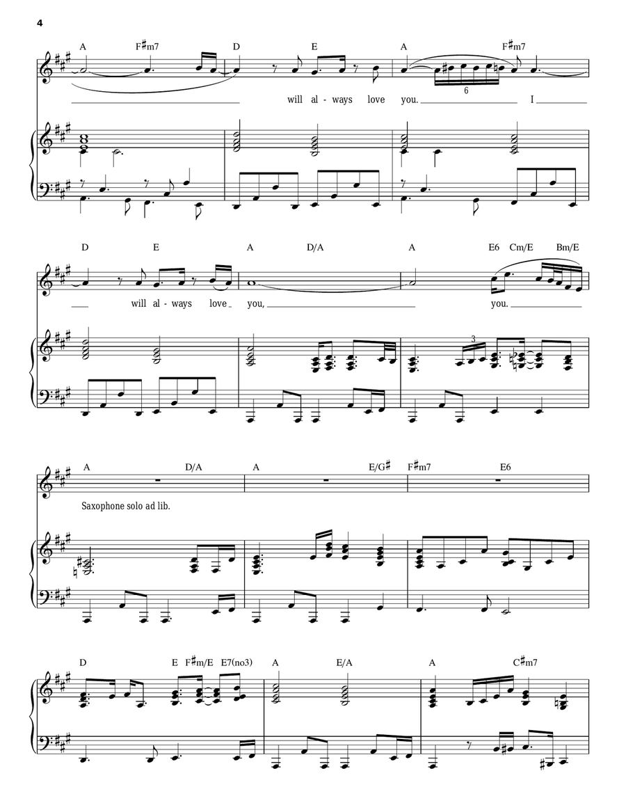 I Will Always Love You Piano, Vocal scores gallery preview page 4