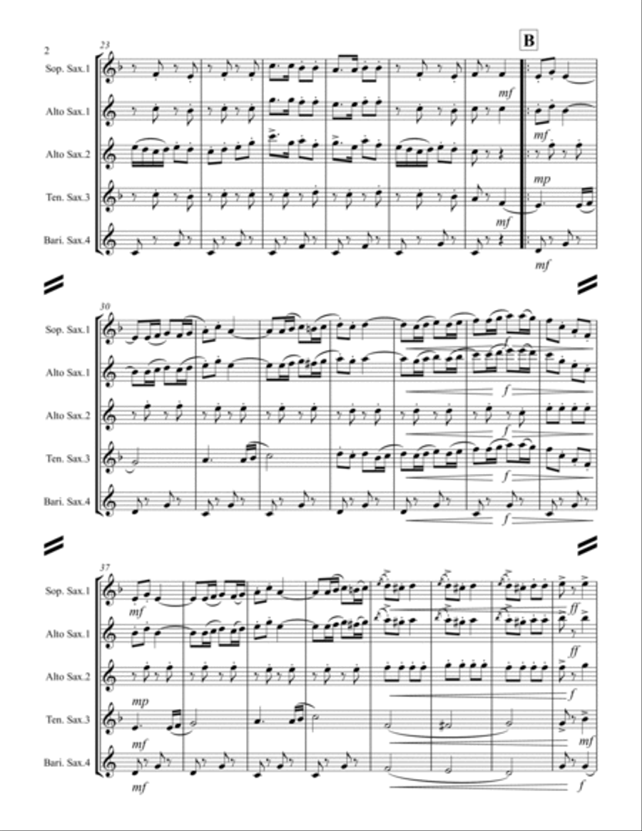 March – The Fairest of the Fair (for Saxophone Quartet SATB or AATB) Saxophone Quartet scores gallery preview page 3