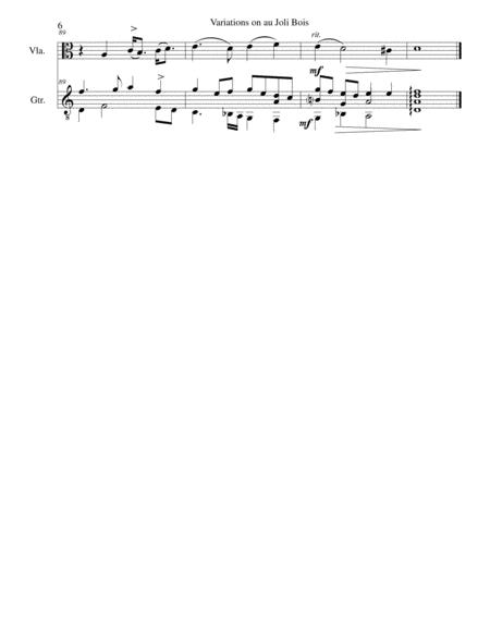 Variations on au Joli Bois for viola and guitar