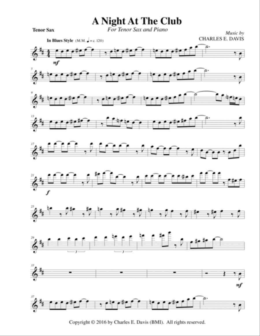 A Night At The Club - Tenor Sax and Piano Jazz Ensemble scores gallery preview page 3