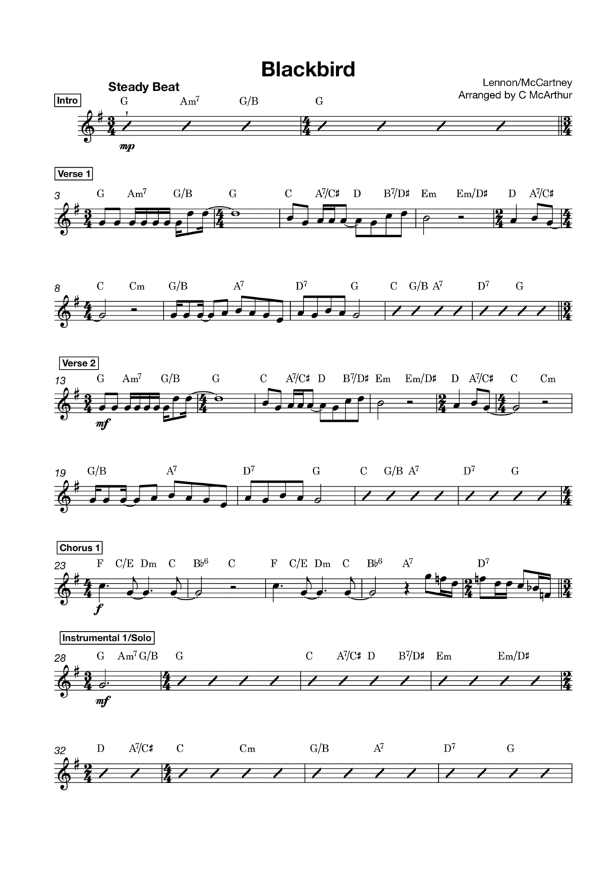 Blackbird Piano scores gallery preview page 1