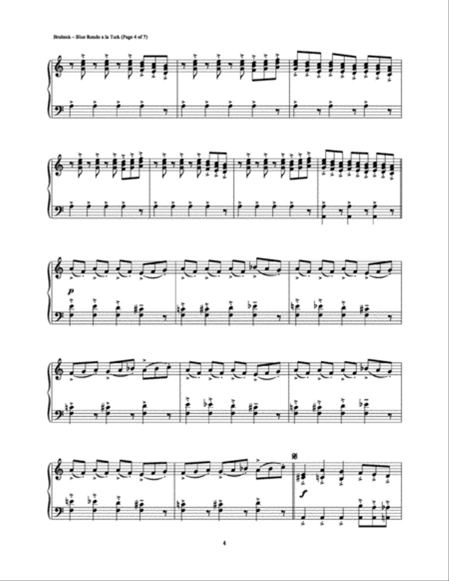 Blue Rondo a la Turk Piano Solo scores gallery preview page 4