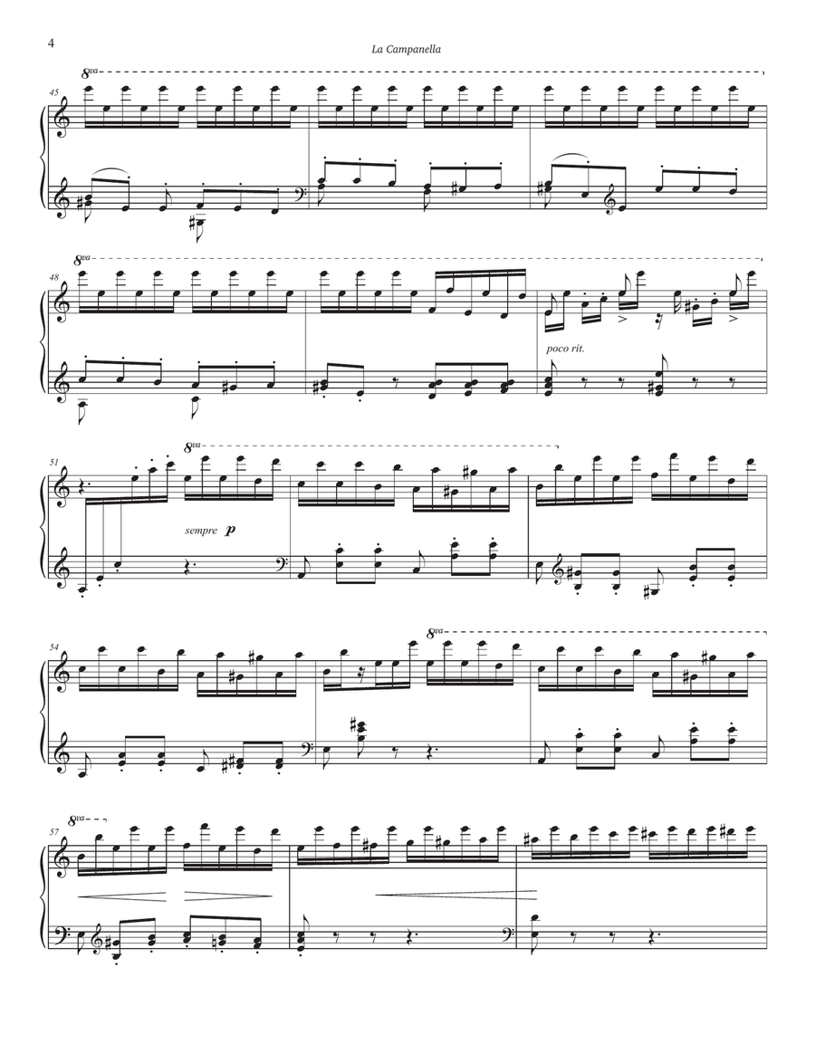 La Campanella (Advanced Intermediate) - Easy key (A minor) Piano Solo scores gallery preview page 4