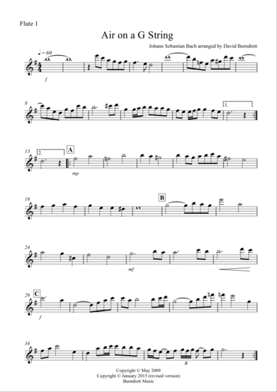 Air on a G String for Flute Quartet Flute Quartet scores gallery preview page 3