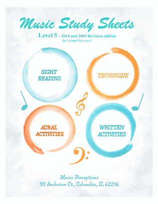 Book cover for Music Study Sheets Level 5 2014 and 2003 Revision Edition