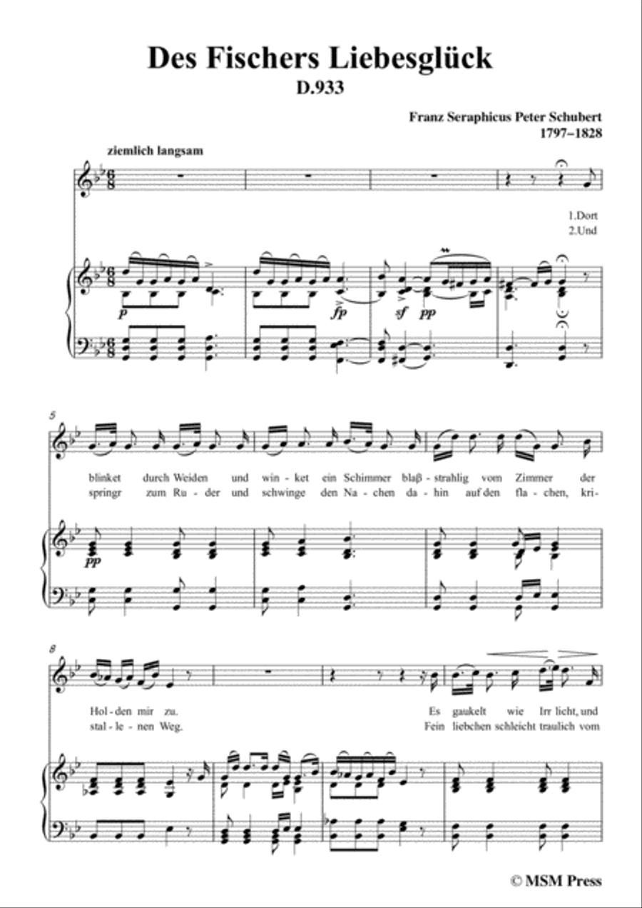 Schubert-Des Fischers Liebesglück,in g minor,D.933,for Voice and Piano Voice Solo scores gallery preview page 3
