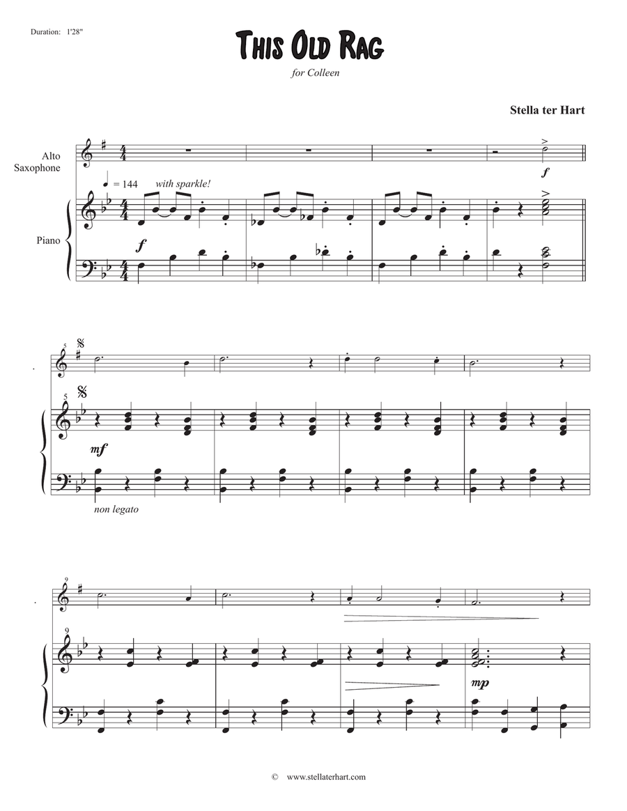 This Old Rag - Beginner Alto Saxophone Solo with piano accompaniment Alto Saxophone scores gallery preview page 2
