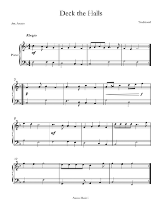 deck the halls for piano sheet music