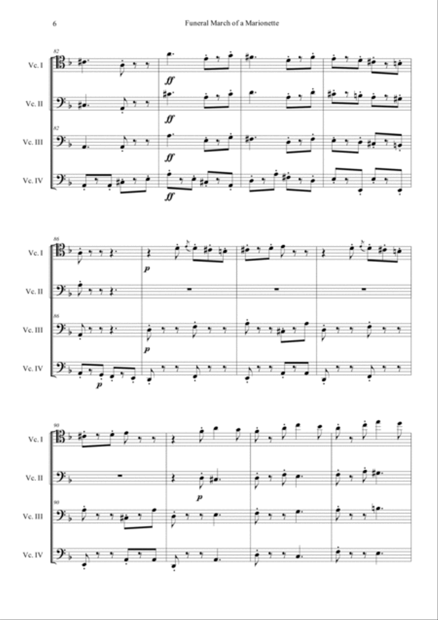 Funeral March of a Marionette Cello scores gallery preview page 6