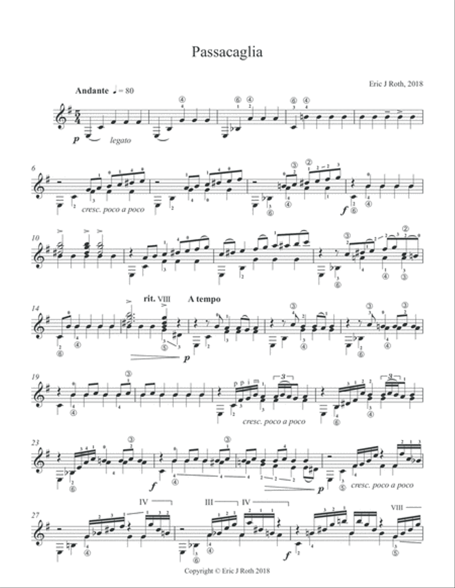 Passacaglia Classical Guitar scores gallery preview page 3