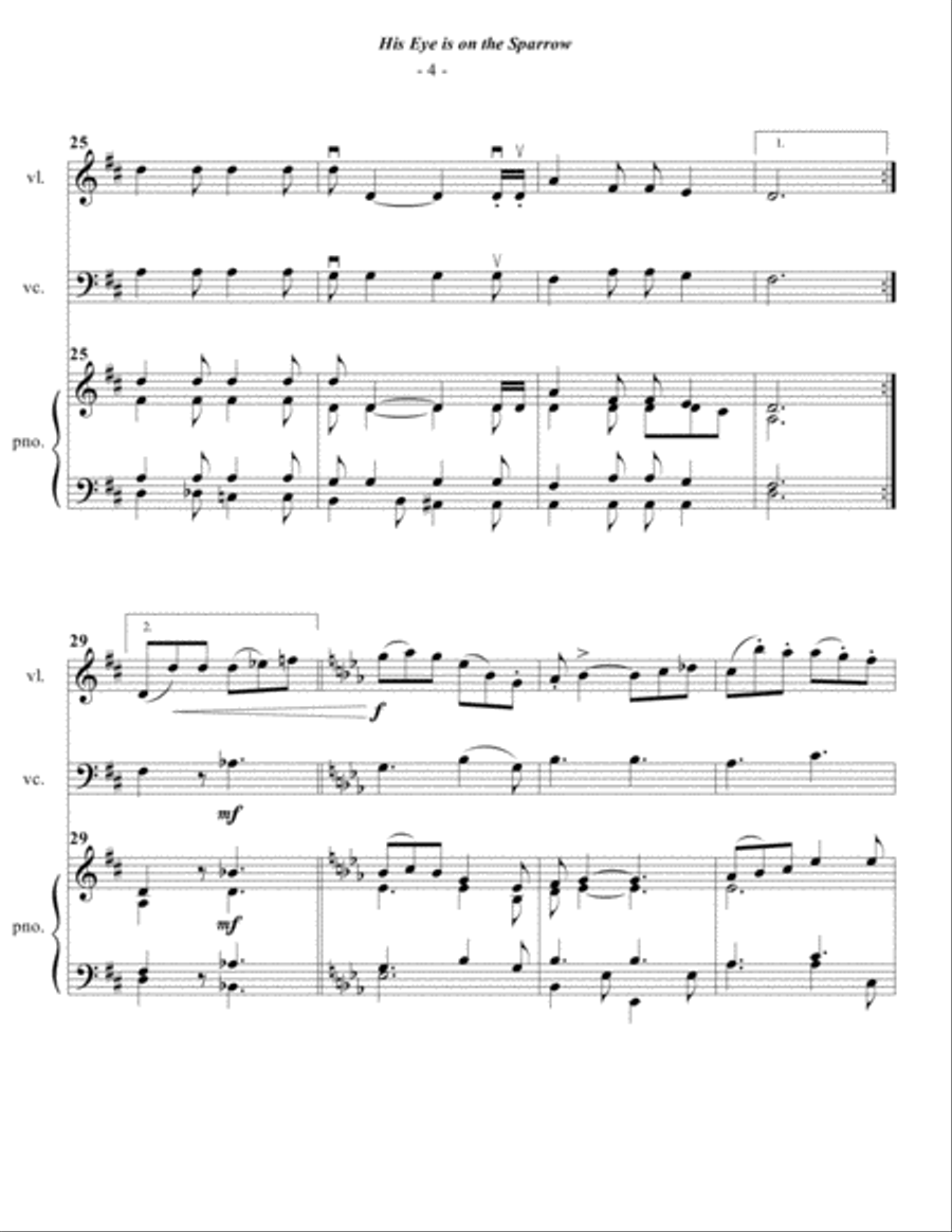 Gabriel: His Eye Is On The Sparrow for Piano Trio Piano Trio scores gallery preview page 4