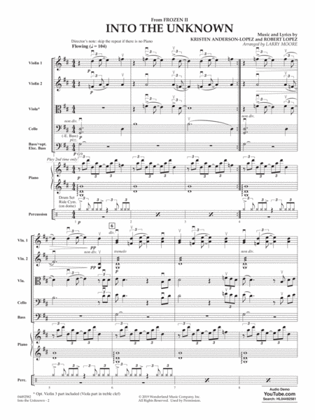 Into the Unknown (from Frozen) (arr. Larry Moore) - Conductor Score (Full Score) by Larry Moore String Orchestra - Digital Sheet Music