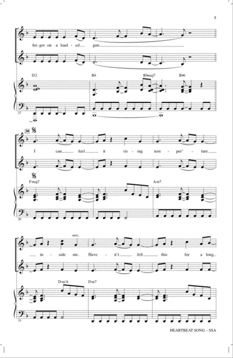 Heartbeat Song (arr. Mark Brymer) SSA scores gallery preview page 4