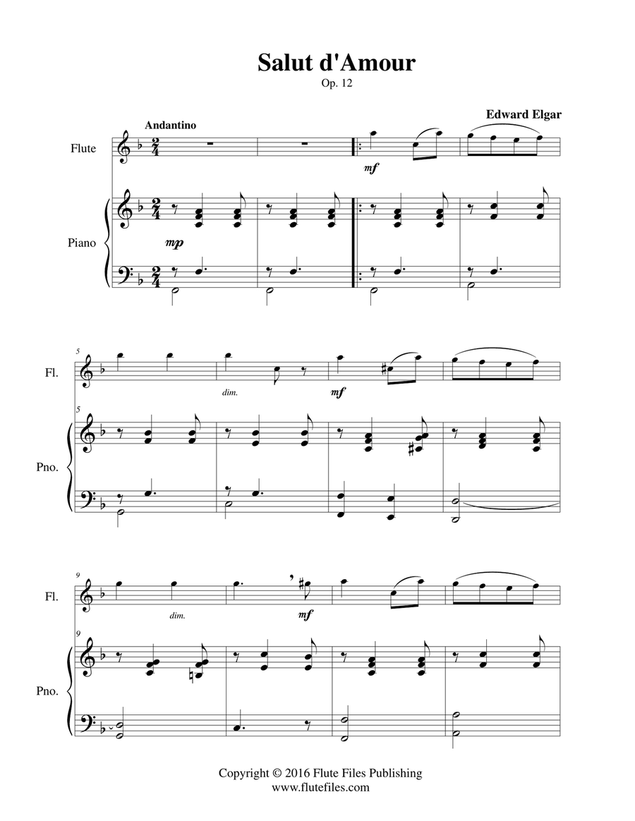 Salut d’Amour - Flute Solo Chamber Music scores gallery preview page 3