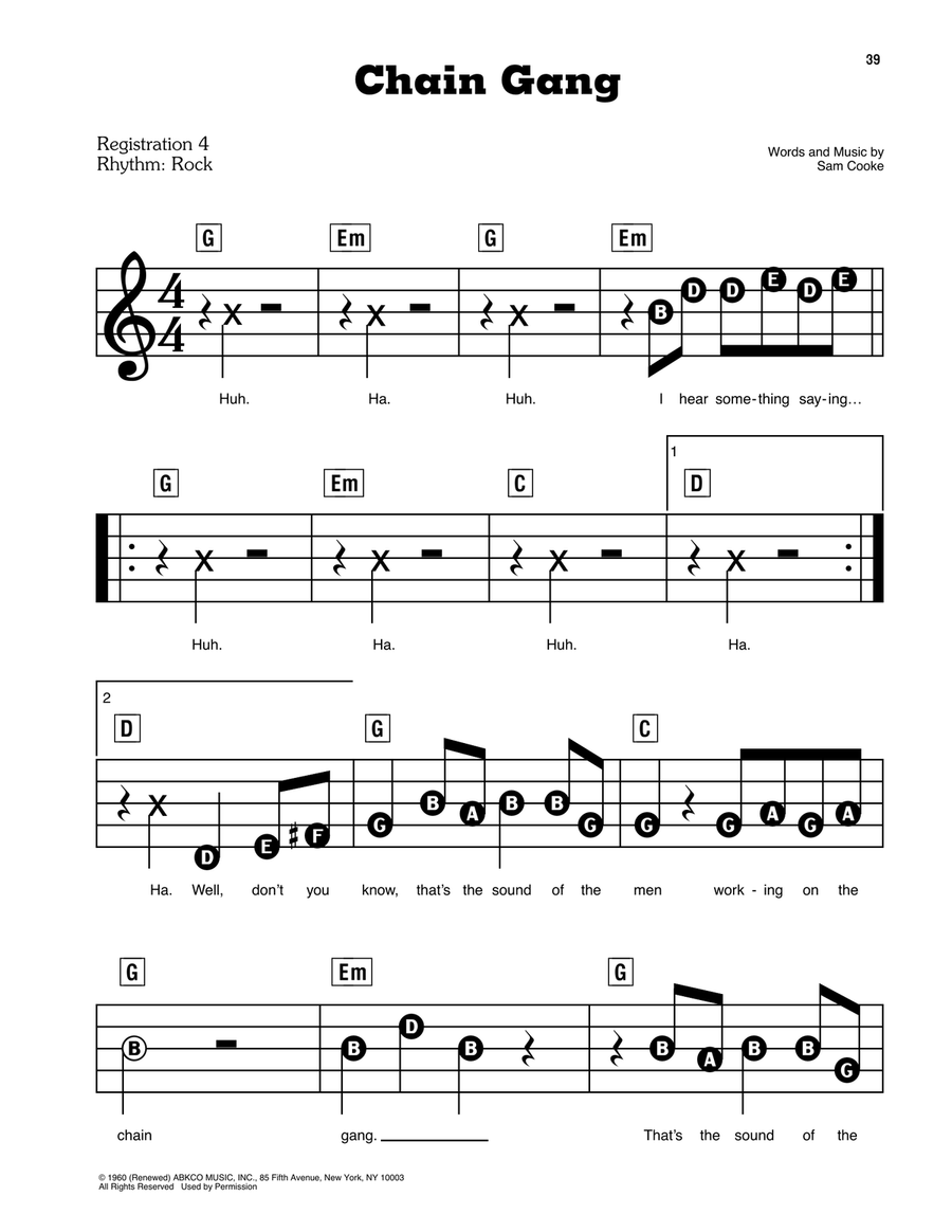 Chain Gang Electronic Keyboard scores gallery preview page 1