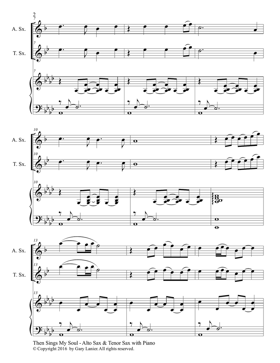 Trios for 3 GREAT HYMNS (Alto Sax & Tenor Sax with Piano and Parts) Woodwind Duet scores gallery preview page 3