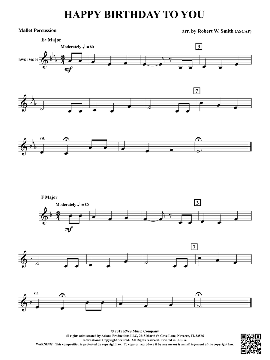 Happy Birthday to You: 1st Mallet Percussion Percussion scores gallery preview page 1