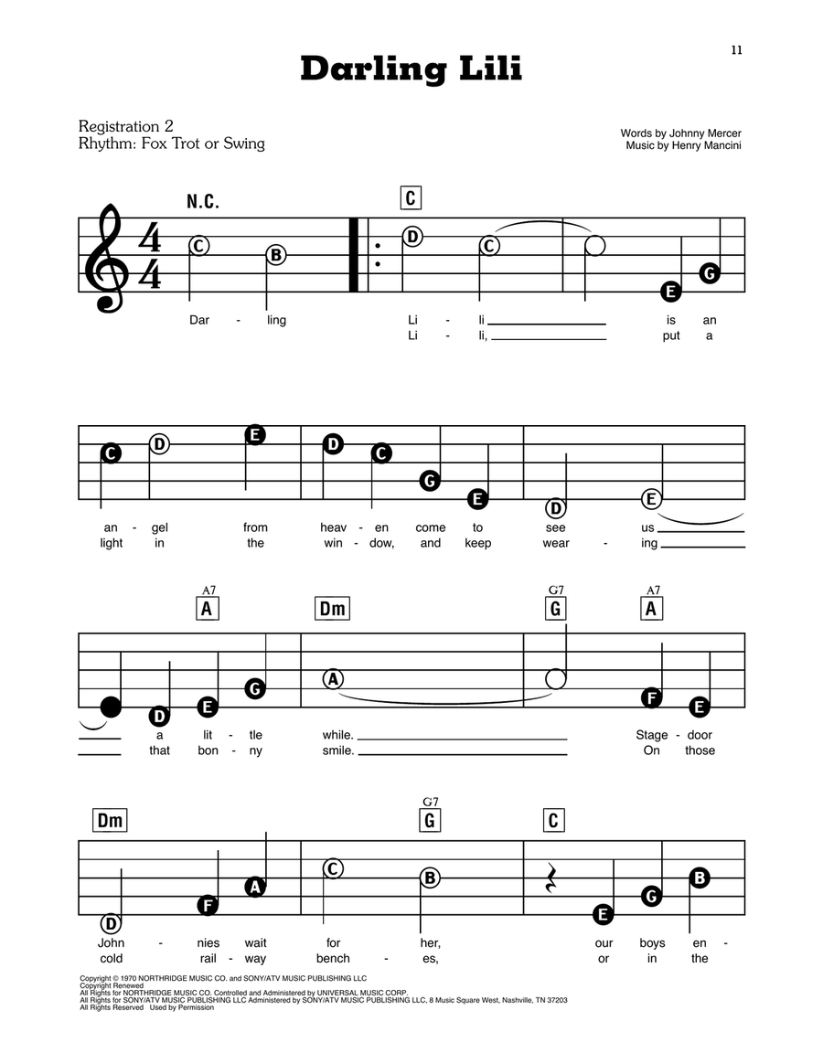 Darling Lili Electronic Keyboard scores gallery preview page 1