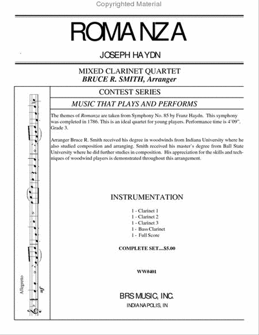 Romanza Bass Clarinet scores gallery preview page 2