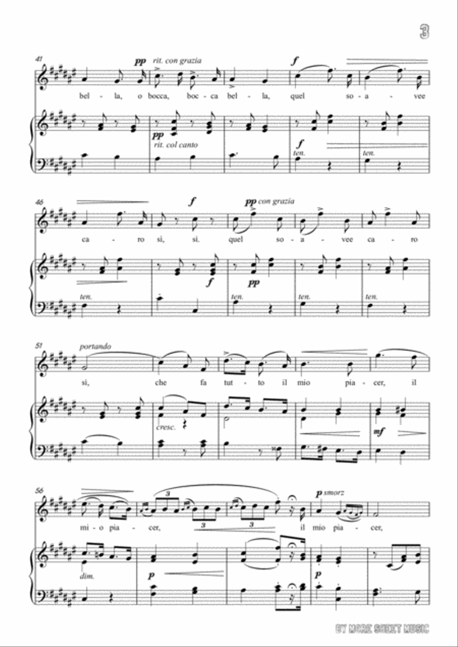 Lotti-Pur dicesti,o bocca bella in F sharp Major,for Voice and Piano Voice Solo scores gallery preview page 5