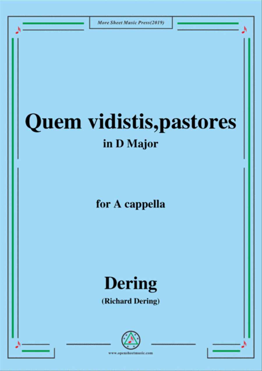 Dering-Quem vidistis,pastores,in D Major,A cappella 4-Part scores gallery preview page 1