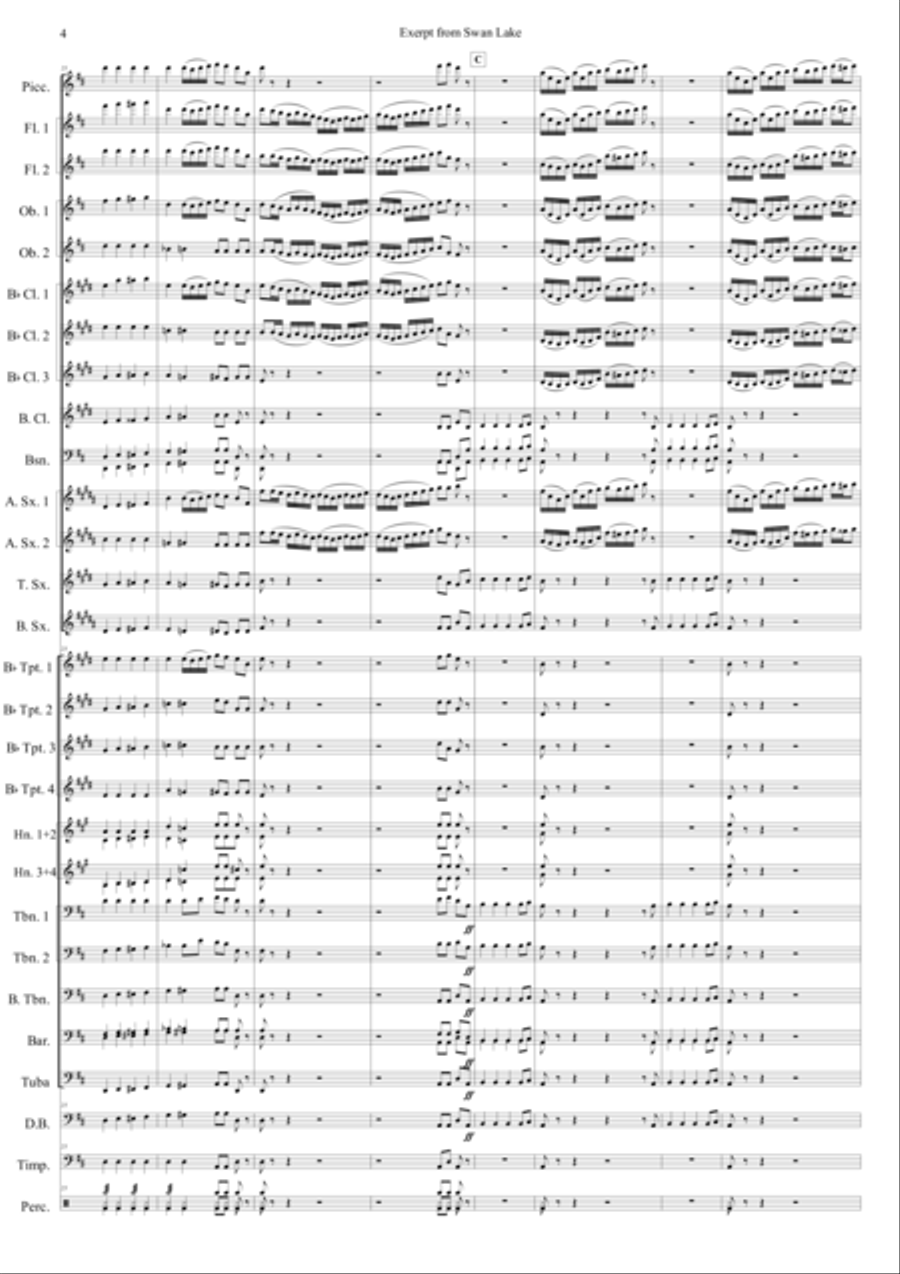 Swan Lake Intro to Act 1 Scene 1 for Concert Band Concert Band scores gallery preview page 5