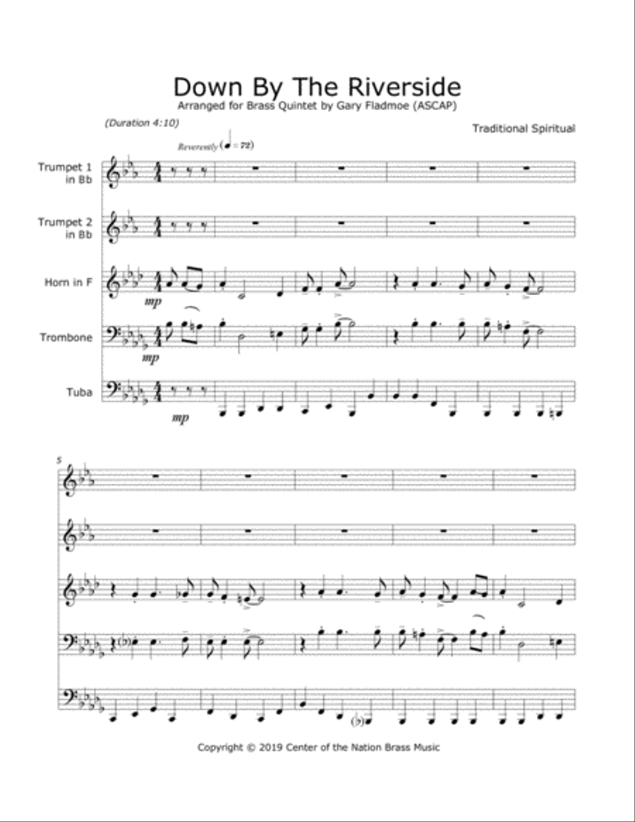 Down By The Riverside Brass Ensemble scores gallery preview page 2