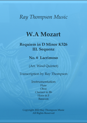 Mozart: Requiem in D minor K626 III.Sequenz No.6 Lacrimosa - wind quintet