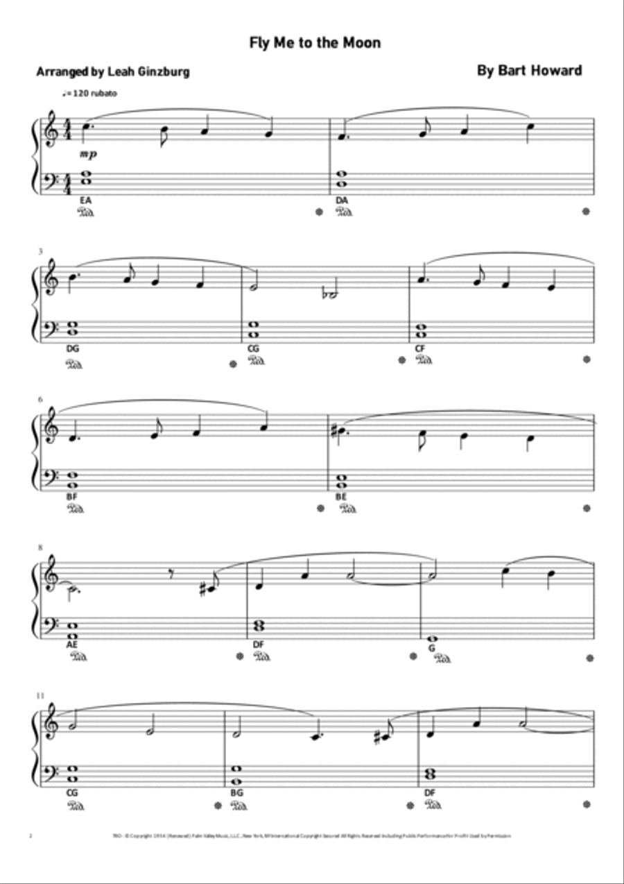 Fly Me To The Moon (in Other Words) Easy Piano scores gallery preview page 2