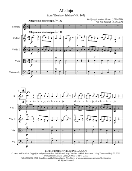 Alleluja from Exultate Jubilate, K. 165 (for Soprano and String Quartet) image number null